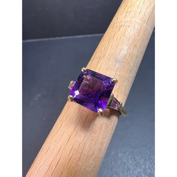 NEW African amethyst ring in vermeil yellow gold size 9 - Picture 13 of 16